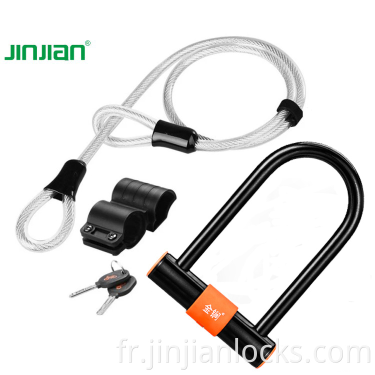 Câble en acier de sécurité, câble de verrouillage flexible en acier tressé à double boucle pour le verrouillage en U, le cadenas et le verrouillage du disque